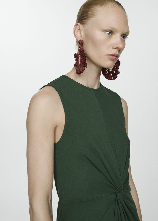 MANGO Midi-dress with draped detail Green