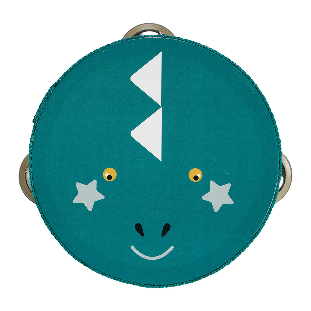 Tambourin bois motif dinosaure D 14x4.5cm