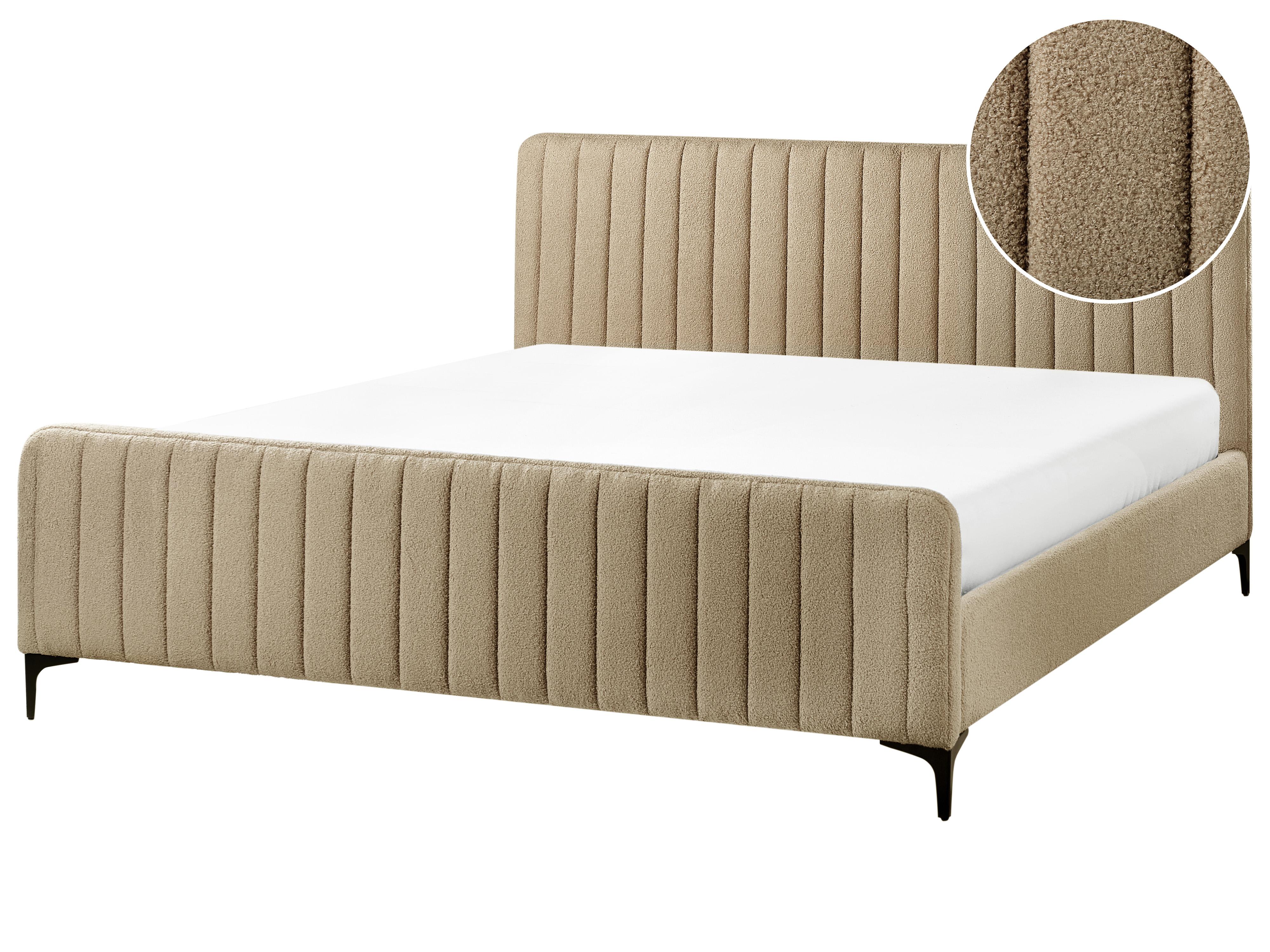 Bed Bouclé LUNAN 180 x 200 cm Taupe