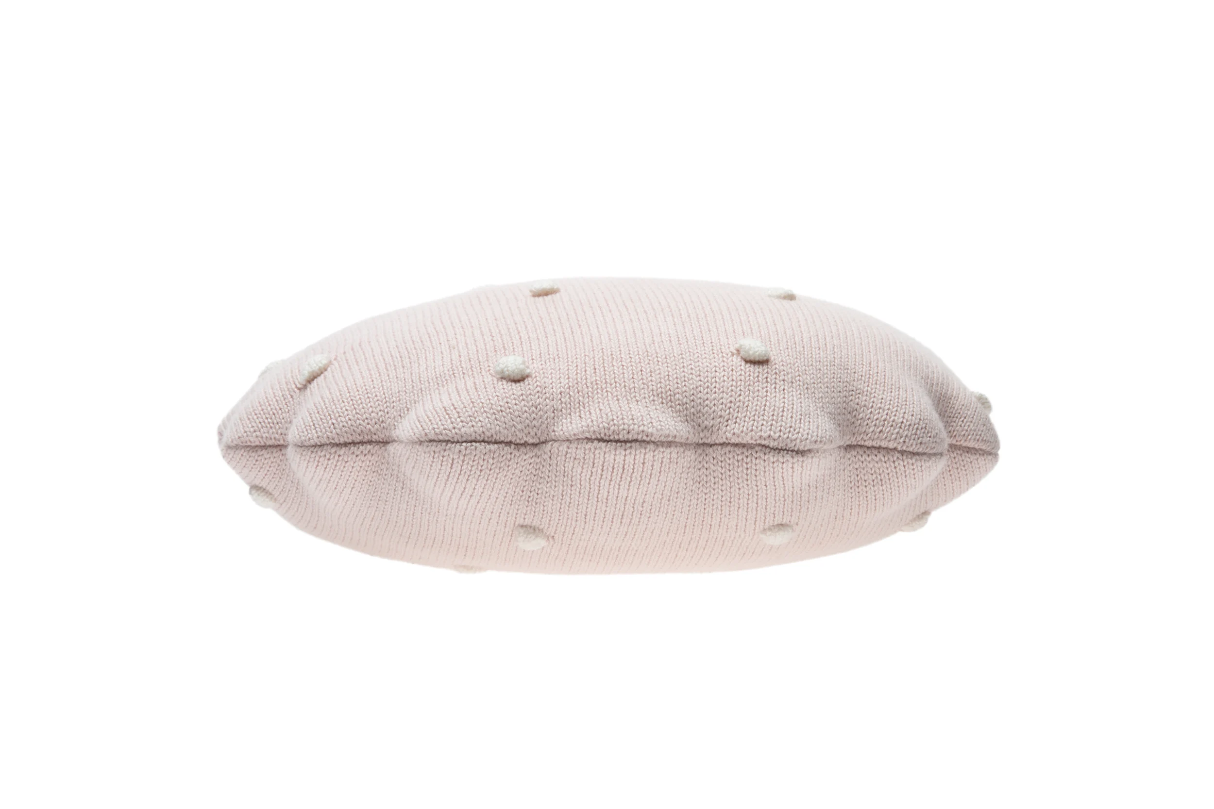 BISCUIT - Coussin rond en coton tricoté | Rose