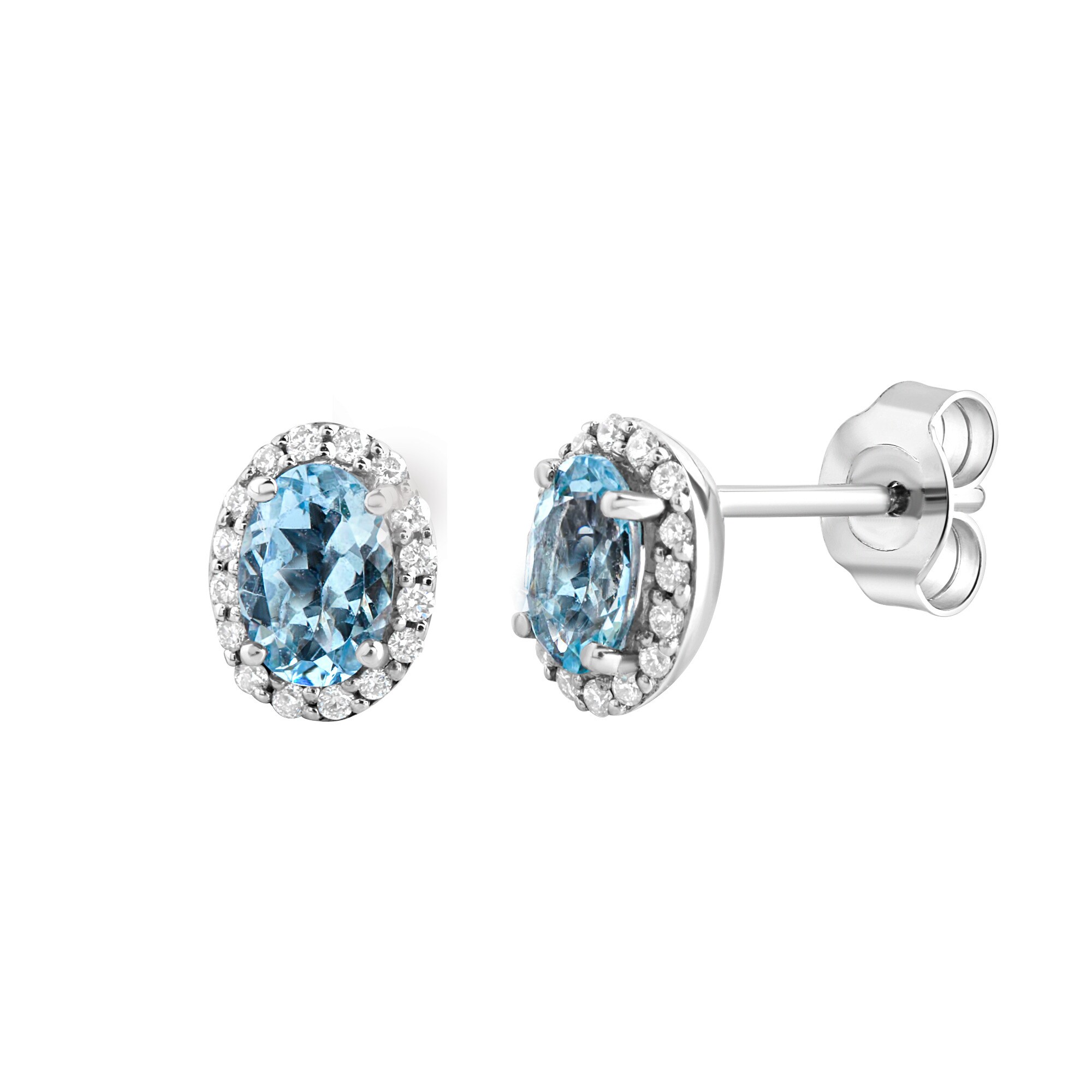 Diamonds by Ellen K. Ohrstecker Weißgold 585 mit echtem Aquamarin und 36 Diamanten zus. 0,14ct.