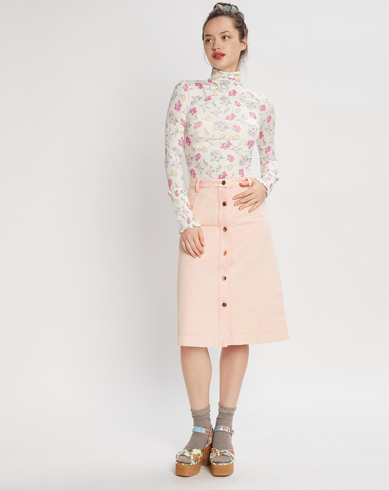 Manoush Jupe en Jean Tulipe Basic rose/vanille