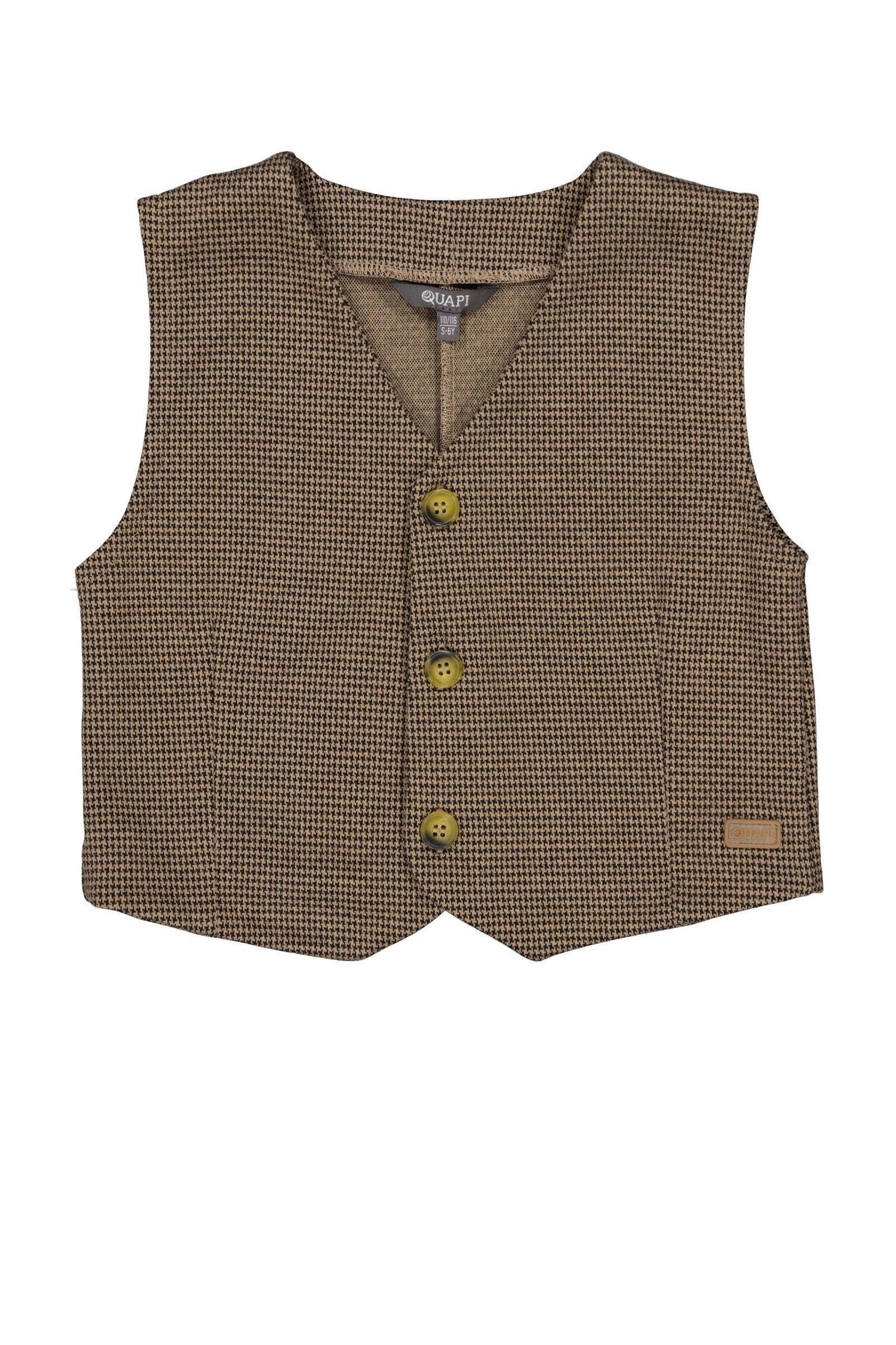 Quapi gilet DANLEY met pied-de-poule beige/zwart