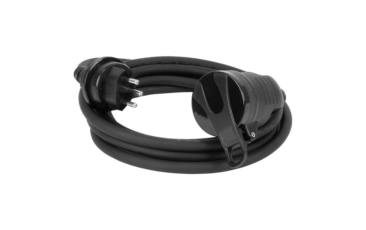 Verlängerungskabel GdV 3 x 1.5 mm2 T13-T13, 3 m, SchwarzStromkabel mit Schutzart IP55