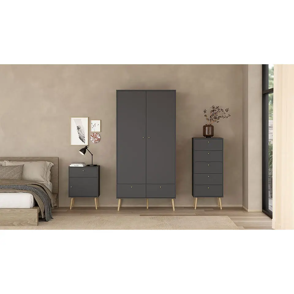 Hioshop Bodo kommode 5 lades matgrijs