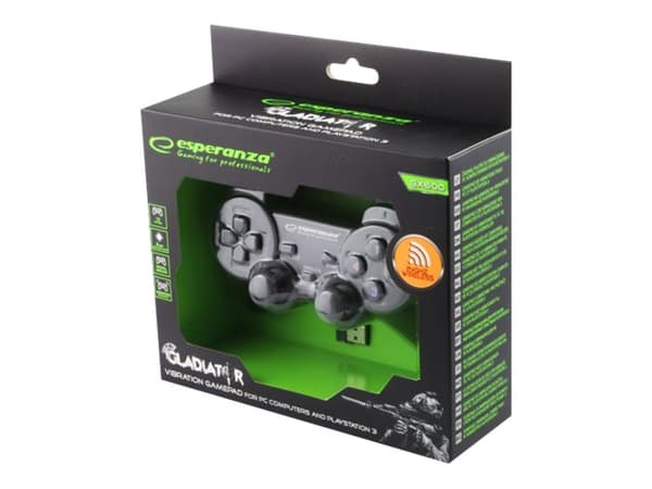 Esperanza GLADIATOR - Håndkonsoll - trådløs - 2.4 GHz - svart - for PC, Sony PlayStation 3