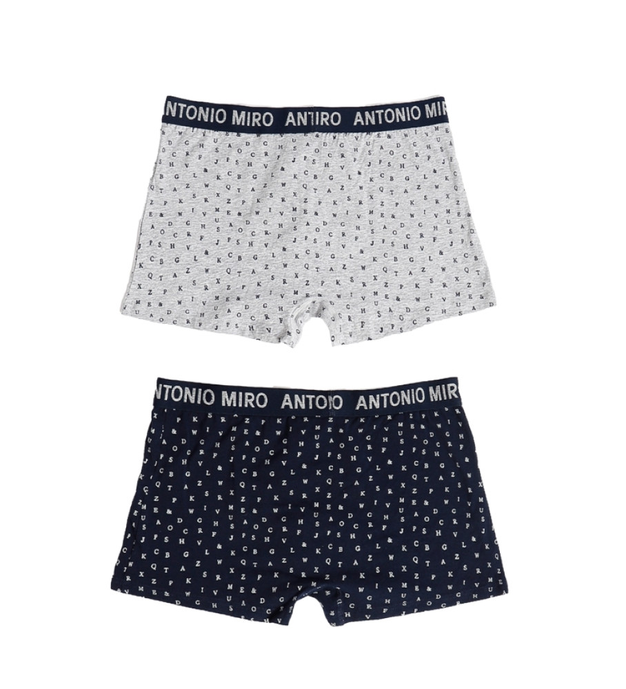 Cuecas boxer Antonio Miro Pack 2 Cassete Cinza, Azul Marinho