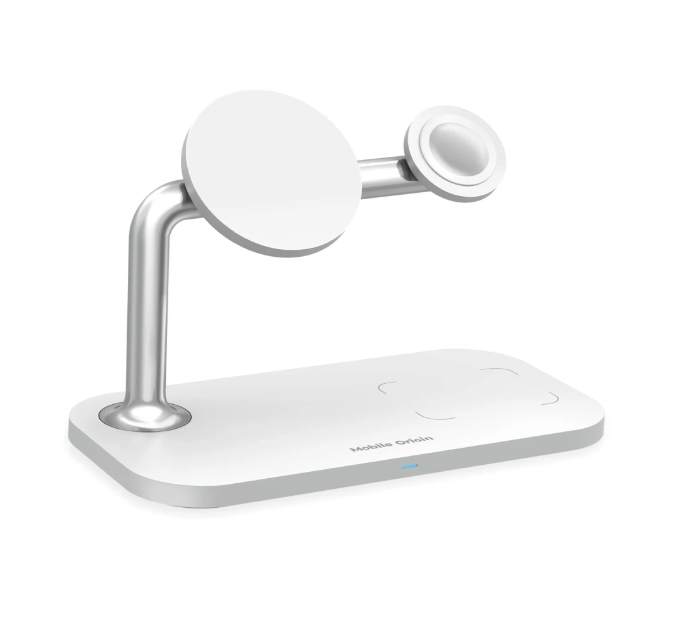 (15W) 3in1 MagSafe Qi Wireless Charger Ladegerät für Apple iPhone / Apple Airpods / Apple Watch Dockingstation (FRL-WCH-31-WHT) - Weiss