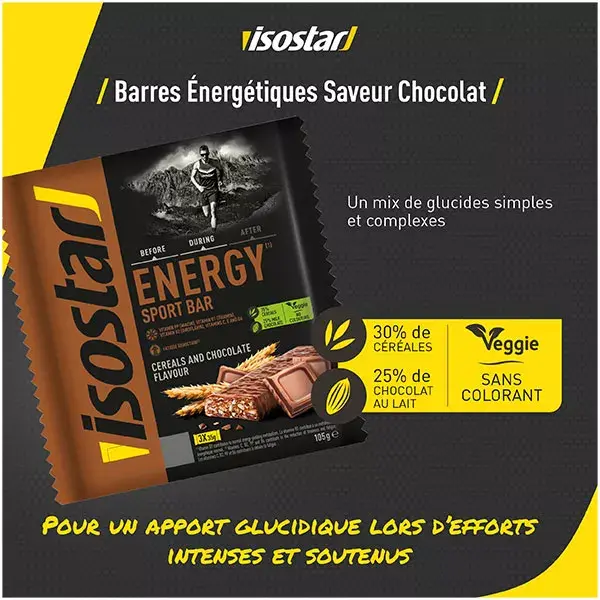Barra energética Isostar Energy Sport sabor chocolate (3 unidades)