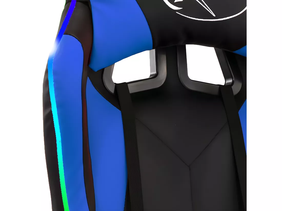 Fauteuil de jeux vidéo avec LED RVB Bleu et noir Similicuir