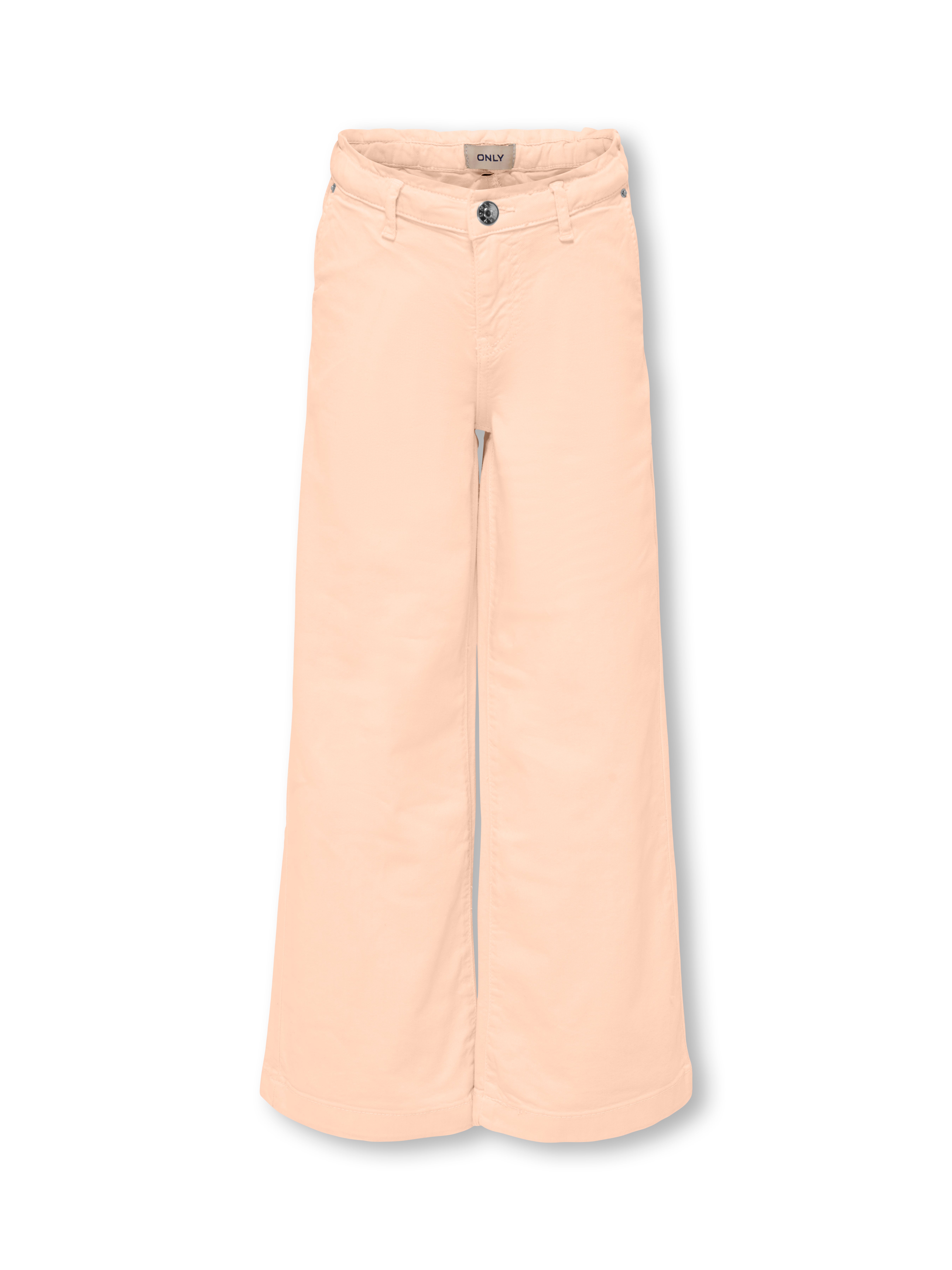 KOGNEW Mittlere Taille Verkürzt Hose mit weitem Beinschnitt Pale Peach