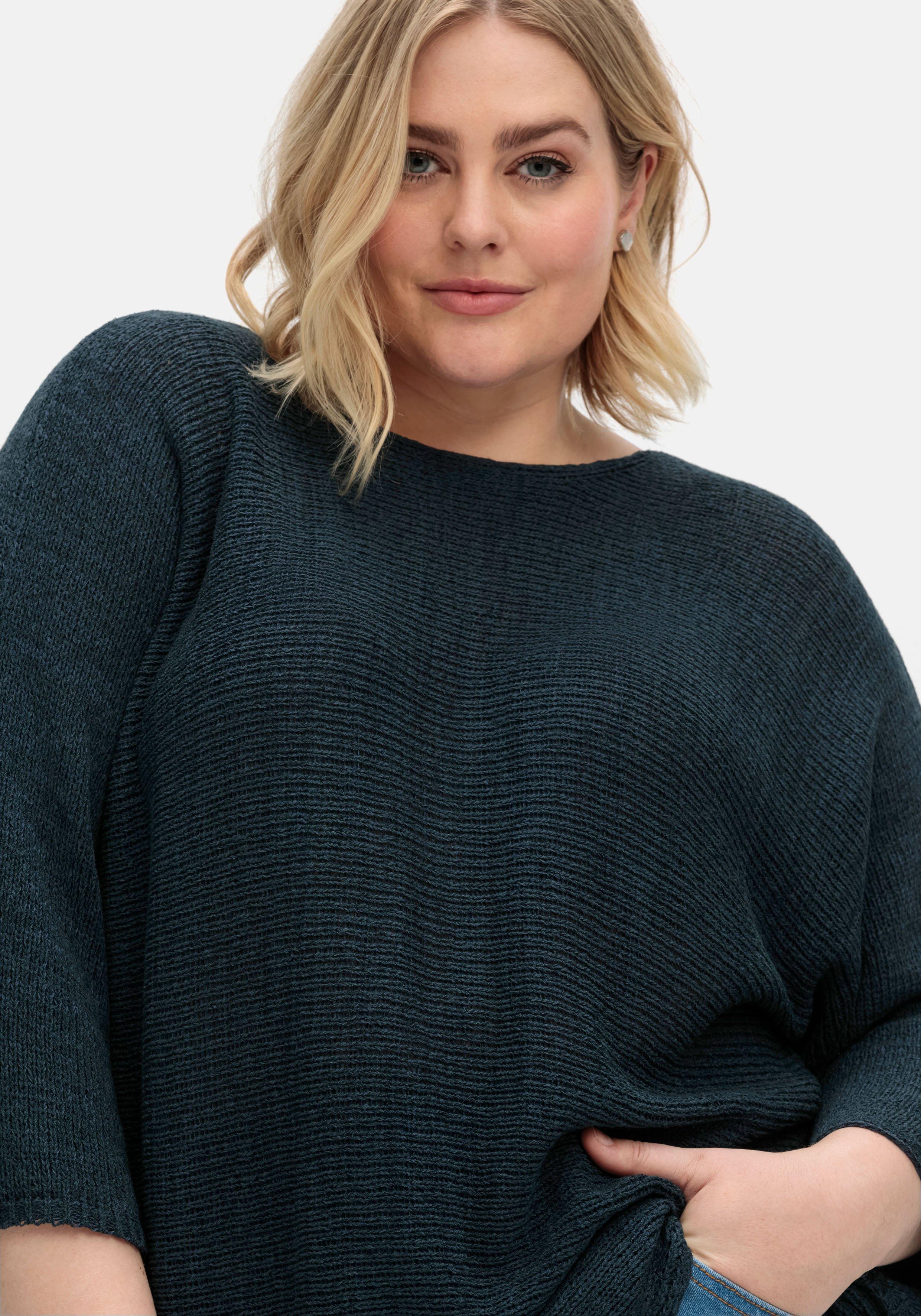 Oversized-Pullover mit 3/4-Arm, aus Bändchengarn