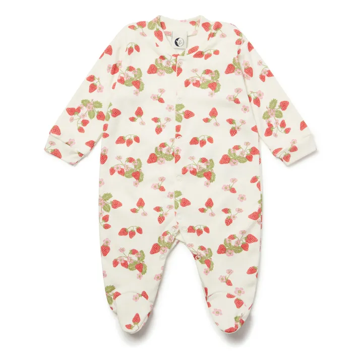Sleepy Doe Pyjama avec Pieds Fraise Coton Bio | Ecru