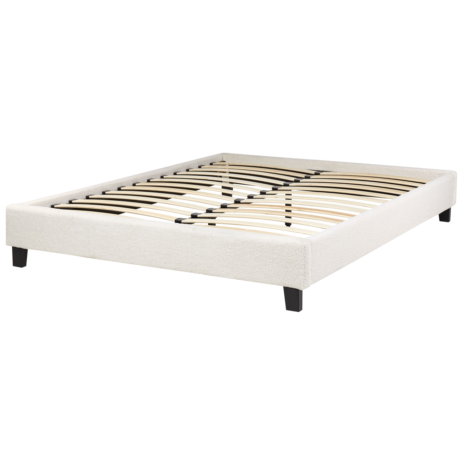 Beliani-ROANNE-Tweepersoonsbed-Lichtbeige-140 x 200 cm-Bouclé