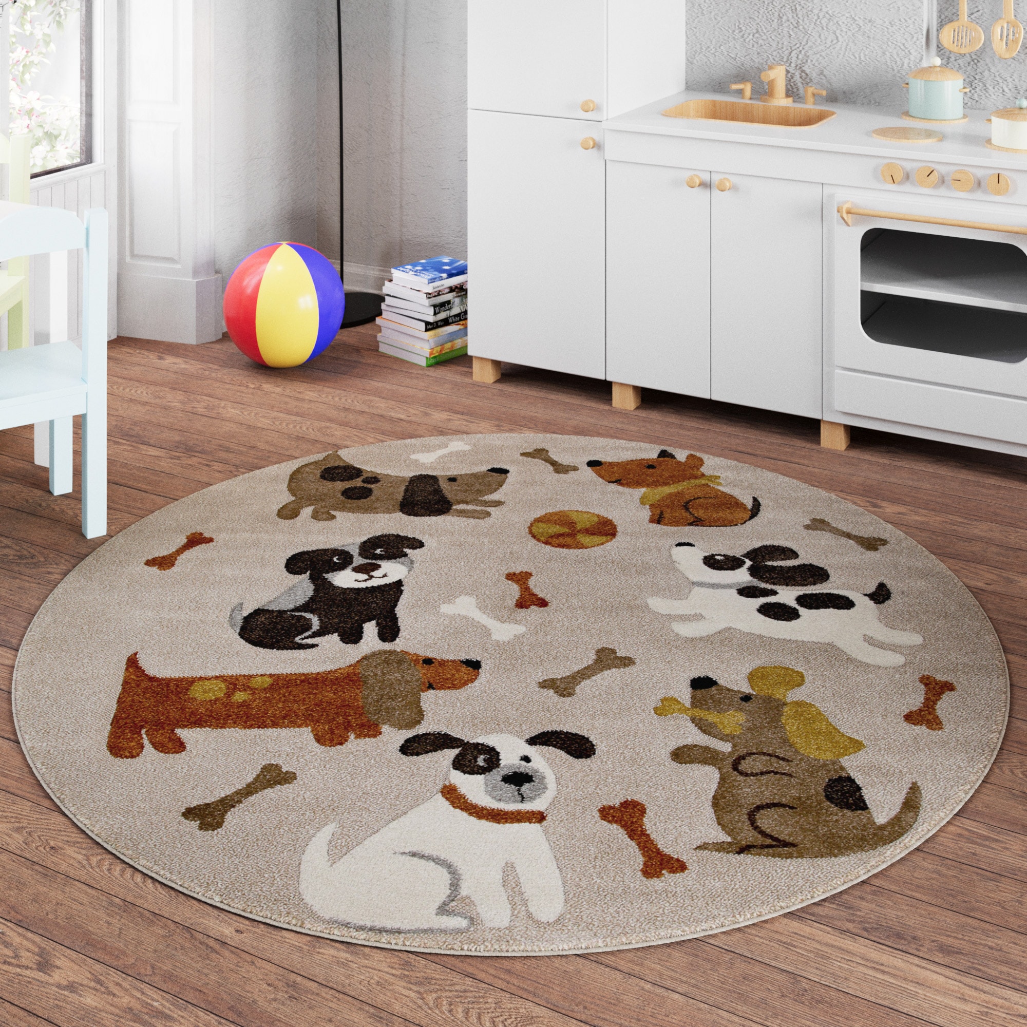 SMART KIDS Kinderteppich »Rocky & Friends« rund 10 mm Höhe Moderner Spielteppich, strapazierfähig, pflegeleicht, Konturenschnitt