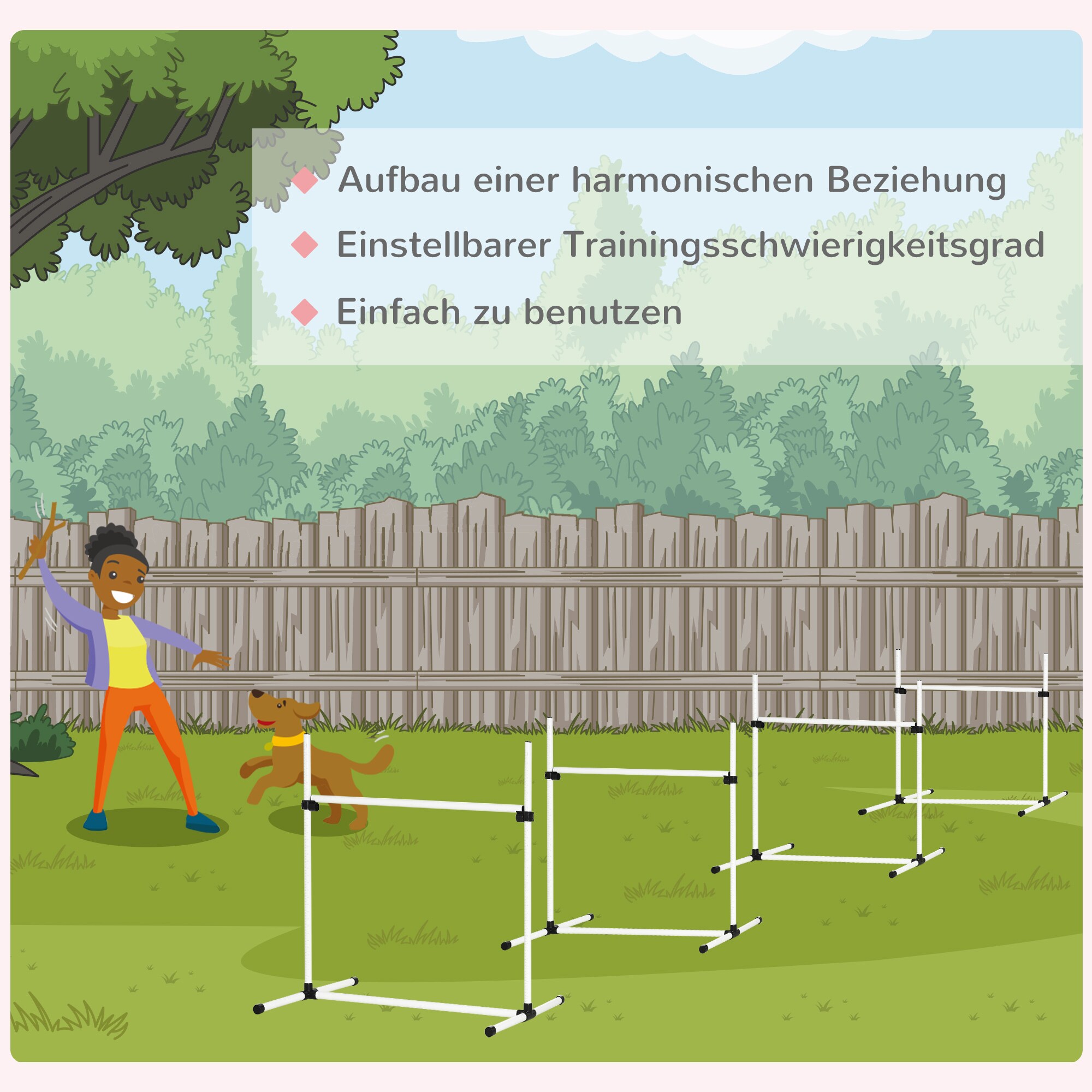 PawHut Agility Hürdenset als 4er Set weiß