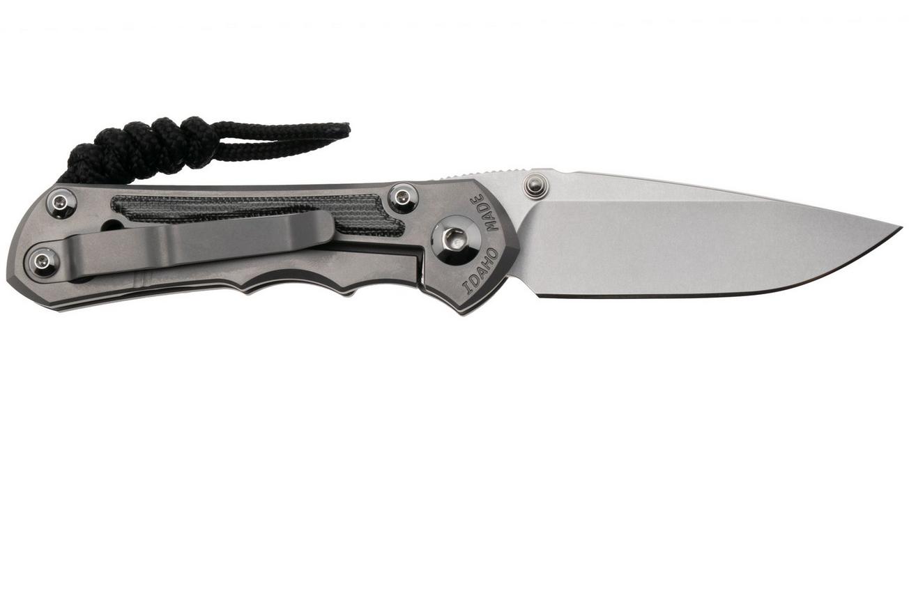 Chris Reeve Small Inkosi SIN-1116 CPM MagnaCut Drop Point, Glass Blasted Titanium, Black Canvas Micarta Inlay, zakmes