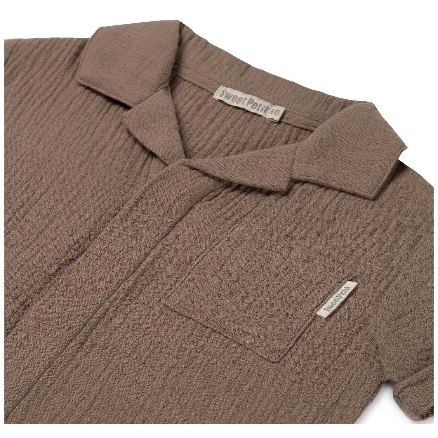 Sweet Petit peuter blouse Evan korte mouwen effen taupe
