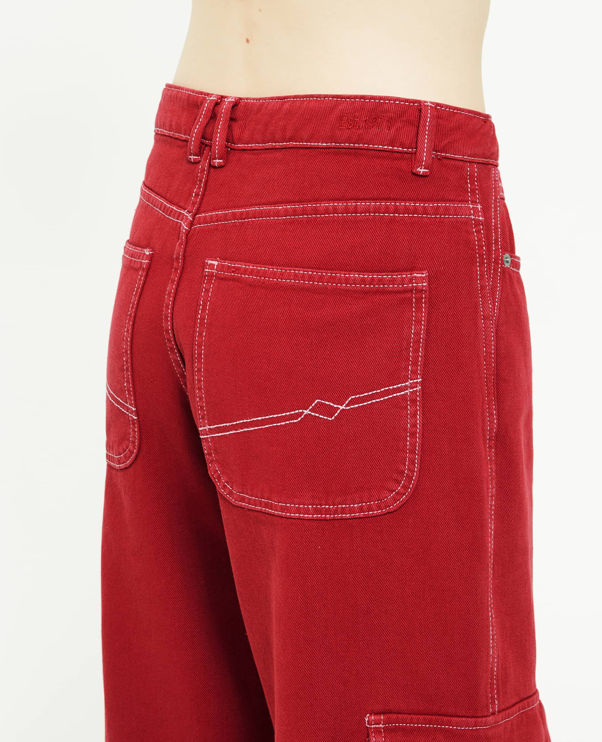 Pantalon cargo droit - Rouge