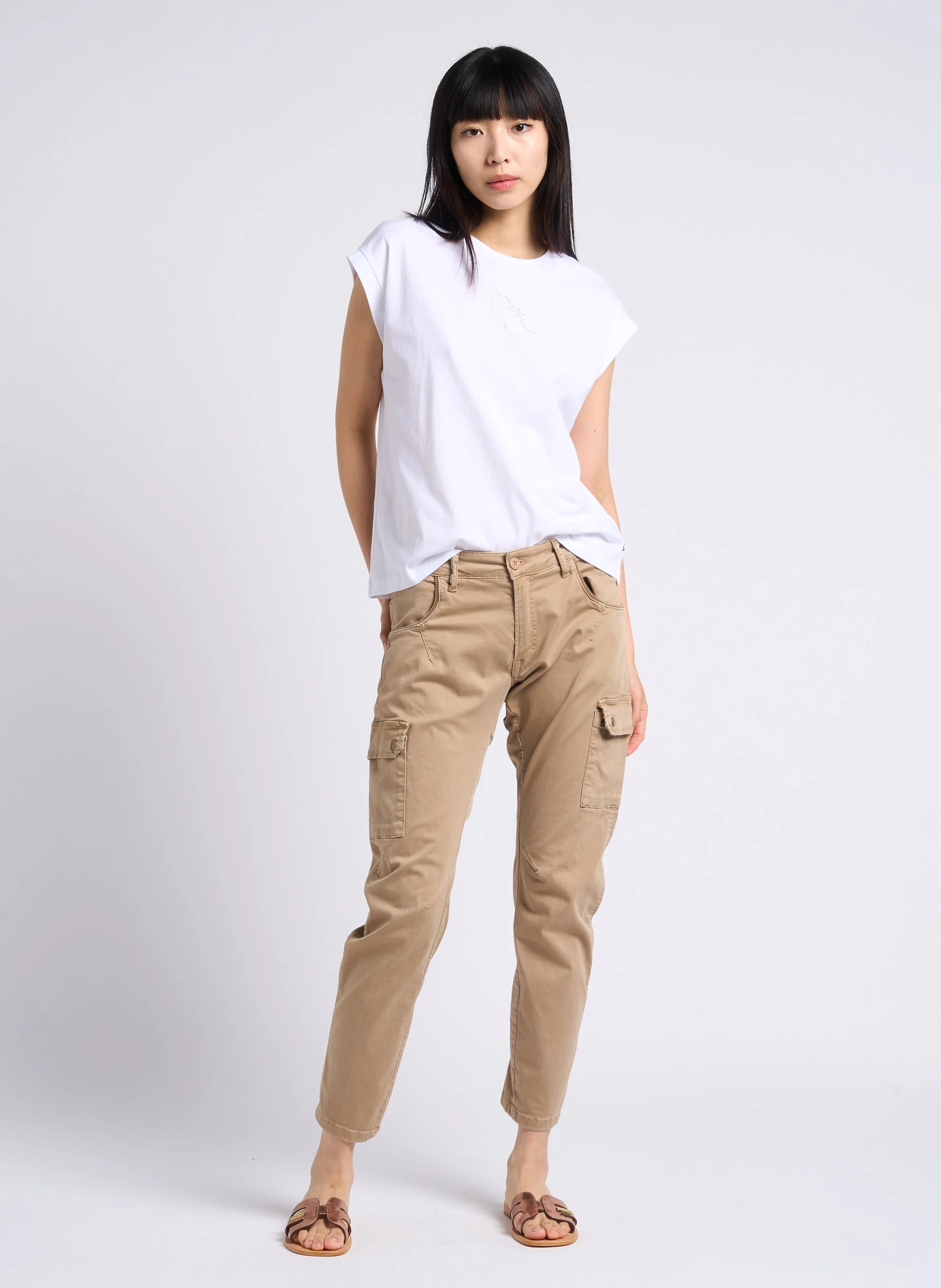 HADAMIA - Sandales plates en cuir| Blanc
