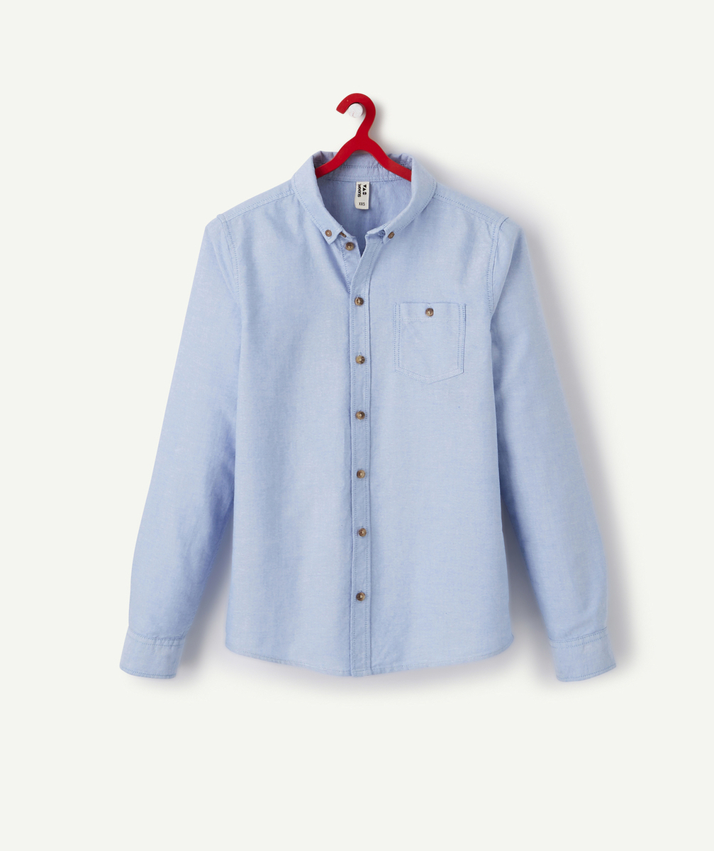 CHEMISE EN COTON BIO BLEU CLAIR AVEC BOUTONS GARÇON