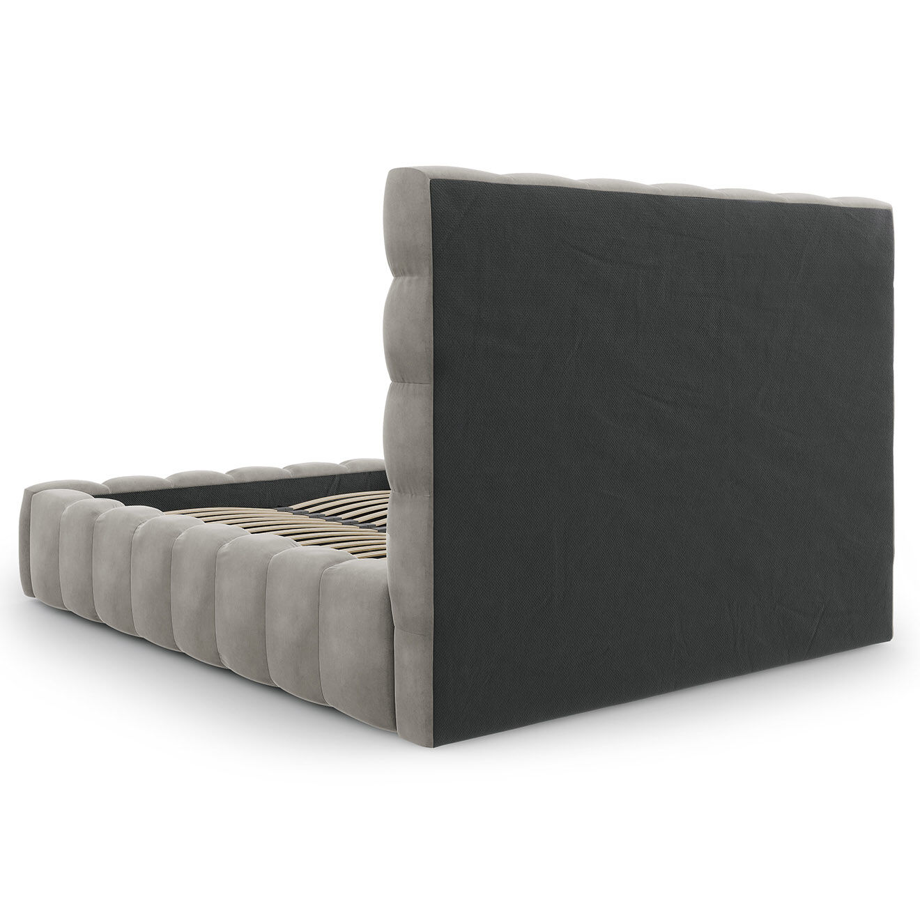Cosmopolitan Design Lit avec coffre de rangement Bali Velours gris clair - 160x200 cm