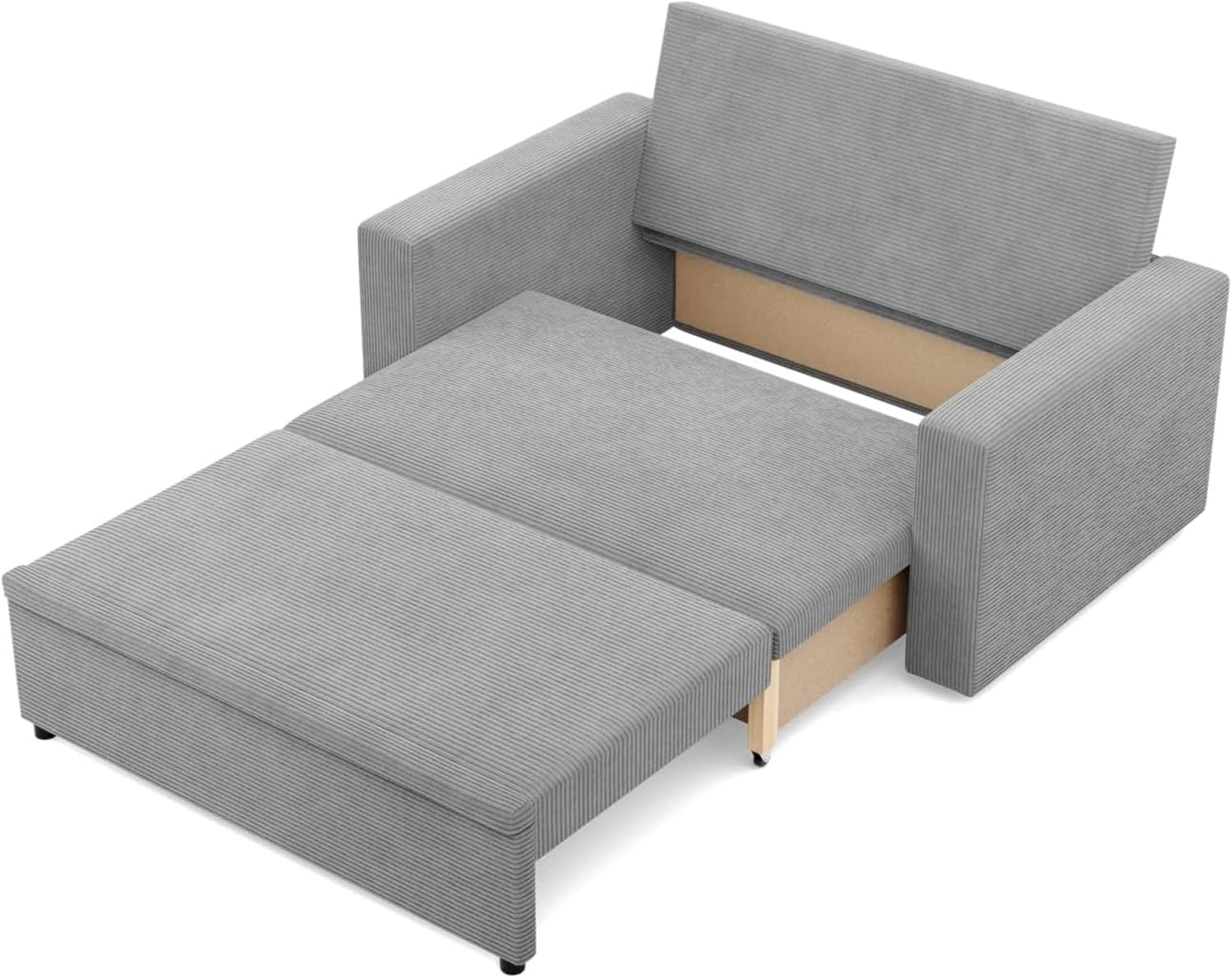 Mebligo - NEO Kollektion Sofa 2 Sitzer Mit Schlaffunktion 148 x 90 x 87 cm, Schlafsofa Mit Bettkasten, Kleines Wohnzimmer Sofa in Grau