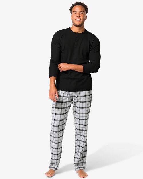 pyjama à carreaux en flanelle pour homme noir