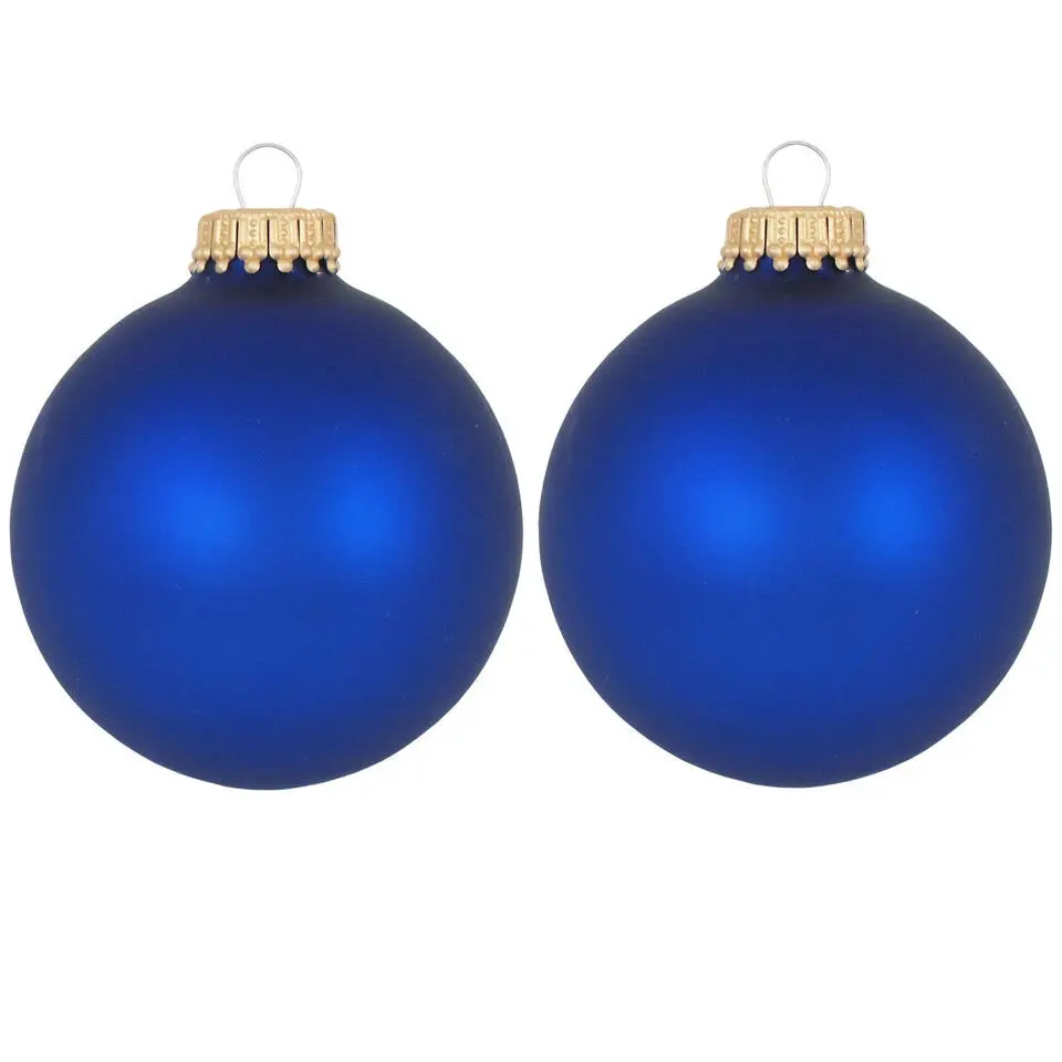 Krebs Kerstballen - 8x st - kobalt blauw - mat - glas - 7 cm