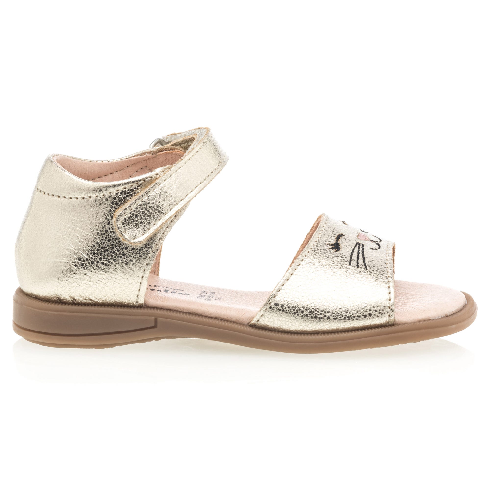 Nu-pieds Fille en cuir or