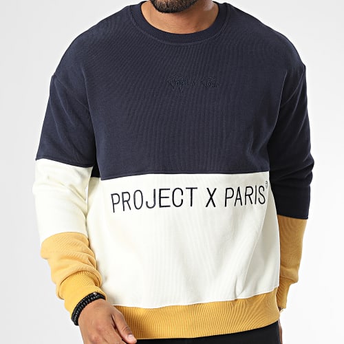 Sweat Crewneck 2220153 Bleu Marine Beige Jaune