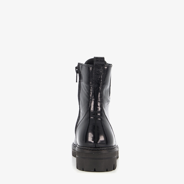 Hush Puppies leren dames lak veterboots zwart