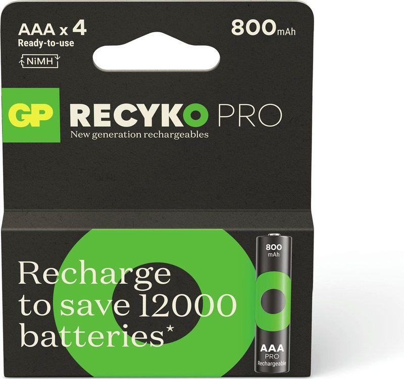 GP ReCyko Pro - Oplaadbare AAA Batterijen - 800mAh - 4 Stuks