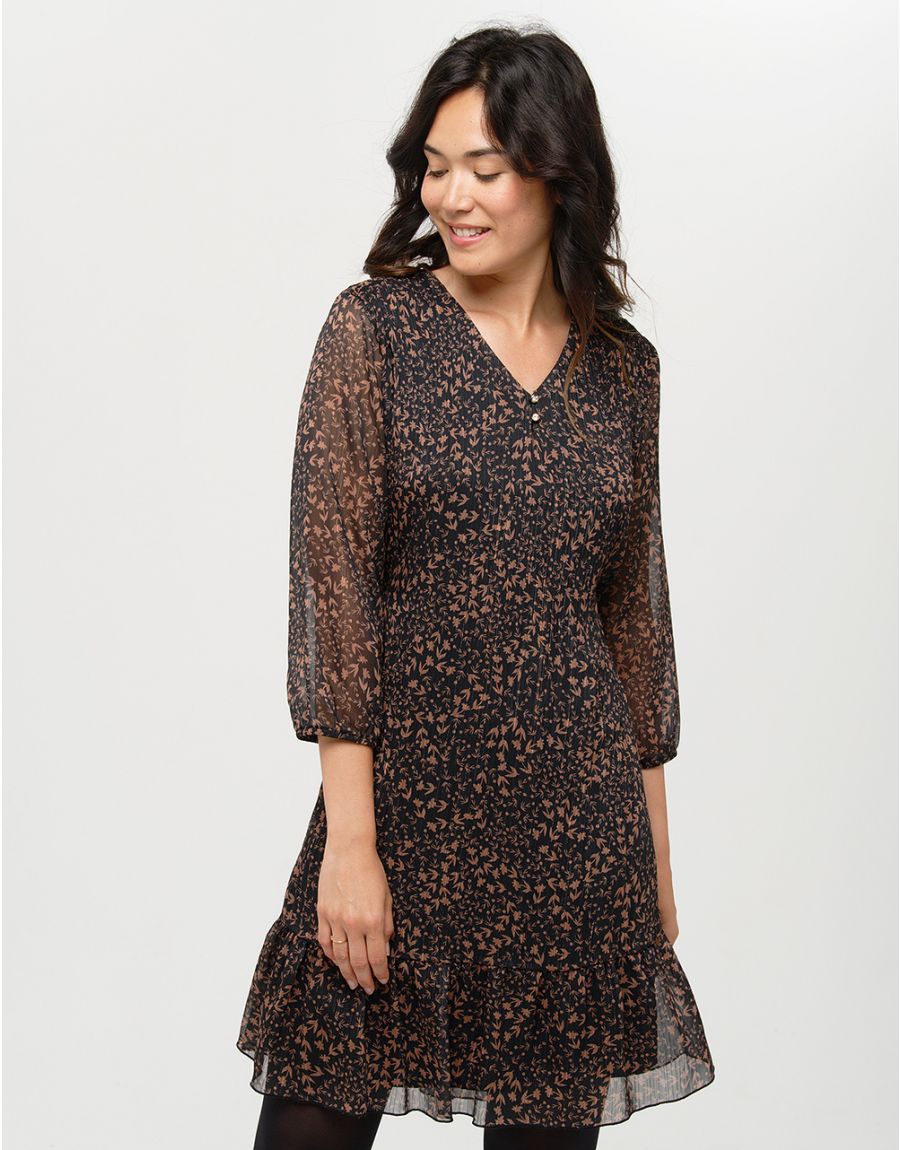 Robe fluide plissée noire