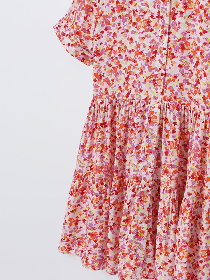 Vestido camisa evasê - Rosa