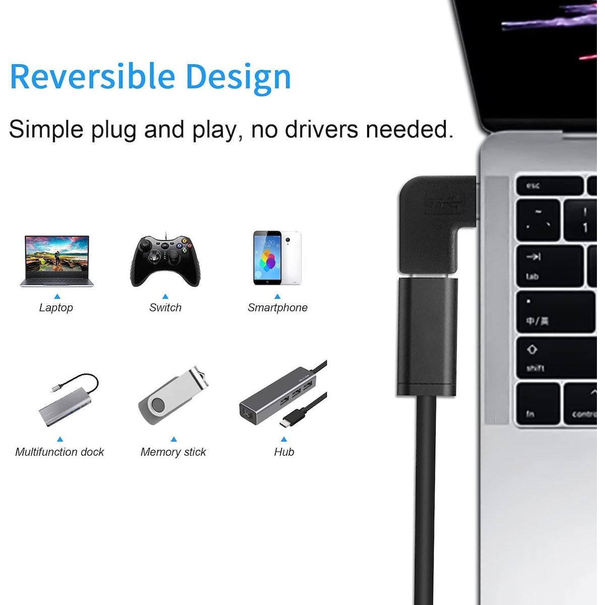 NÖRDIC USB C 3.1 Vinklet adapter hann til hunn