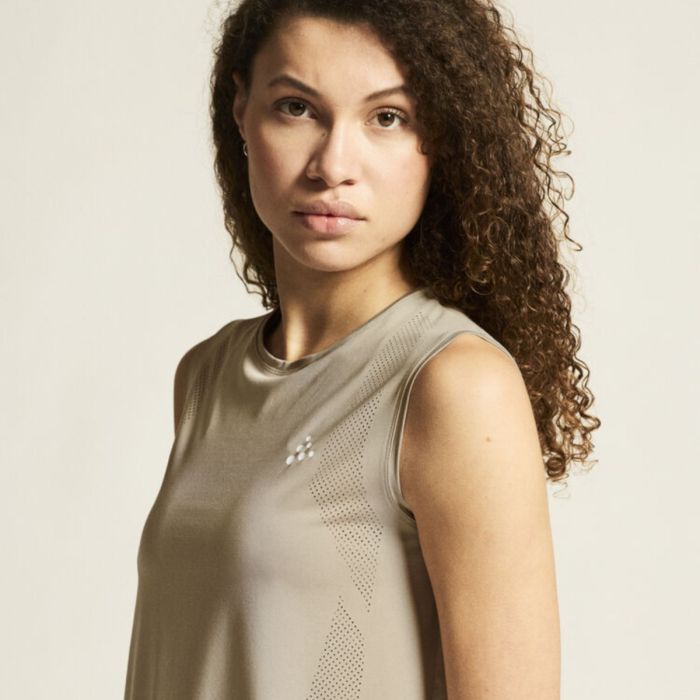 Craft Dame T-shirts Adv Tone Perforated Tank Top Brun