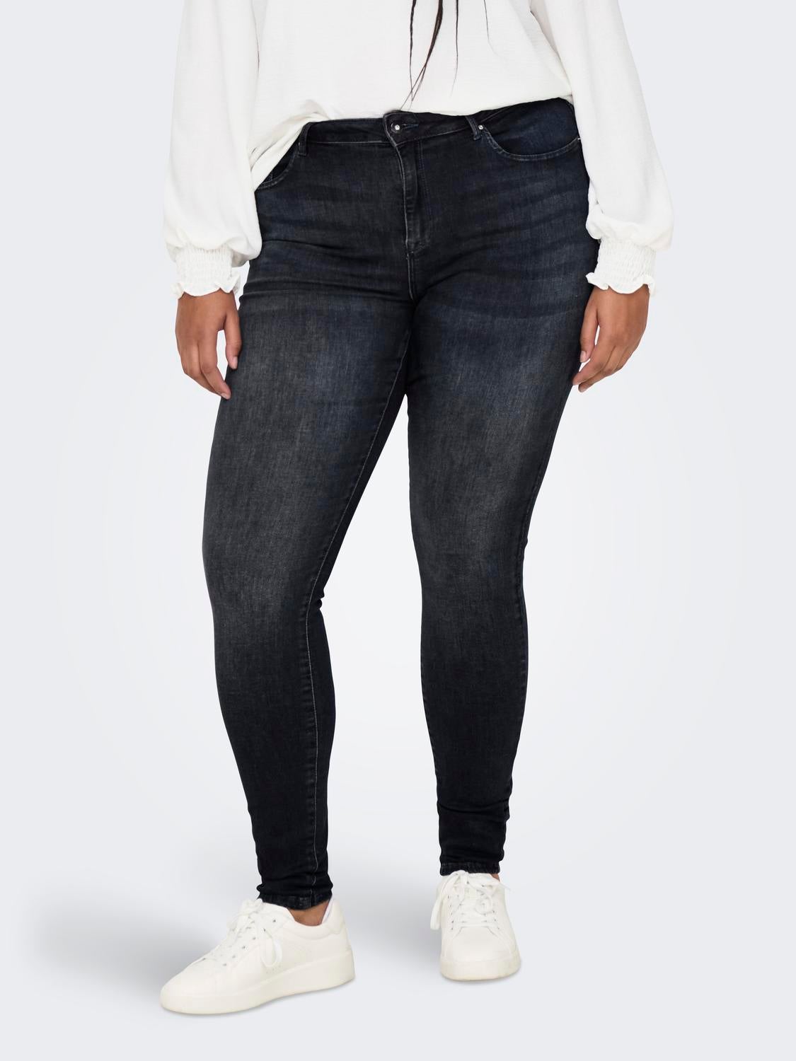 CAREMMA Mittlere Taille Skinny Fit Jeans Blue Black Denim