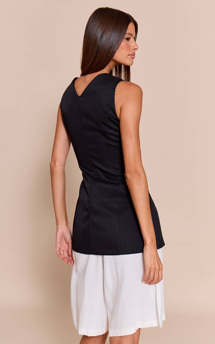 Noir Gilet Tissé À Détail De Finition Asymétrique