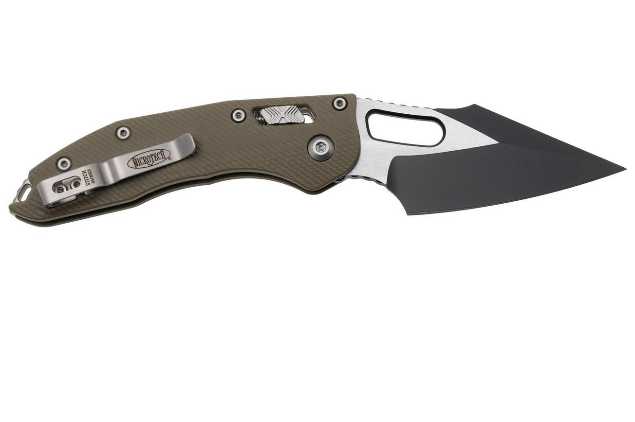 Microtech Stitch 169RL-1FLGTOD, Two Tone Black M390MK, Fluted OD-Green G10 zakmes, Borka Blades design