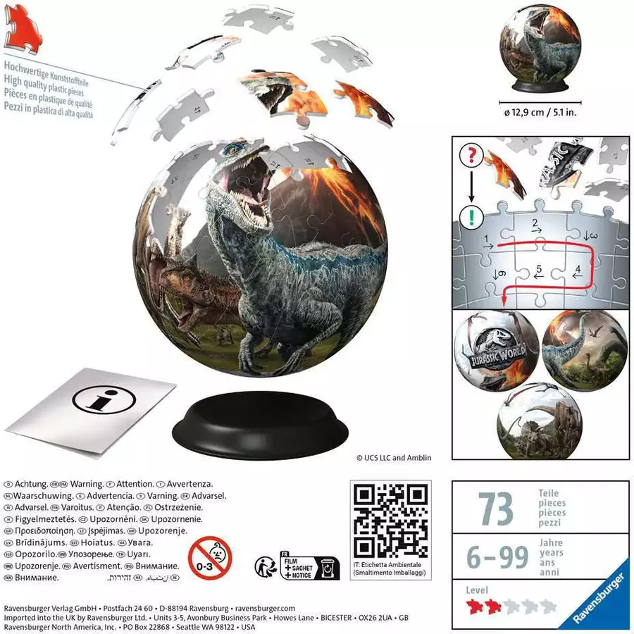 Ravensburger Puzzle-Ball Jurassic World bunt