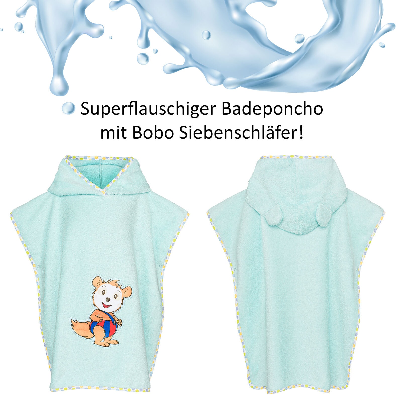 Smithy Badeponcho BOBO SIEBENSCHLÄFER 60 x 60 cm türkis