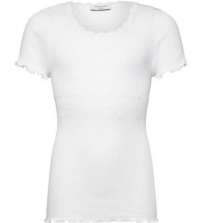Rosemunde T-Shirt - Rib - Balta - Neu White m. Spitze
