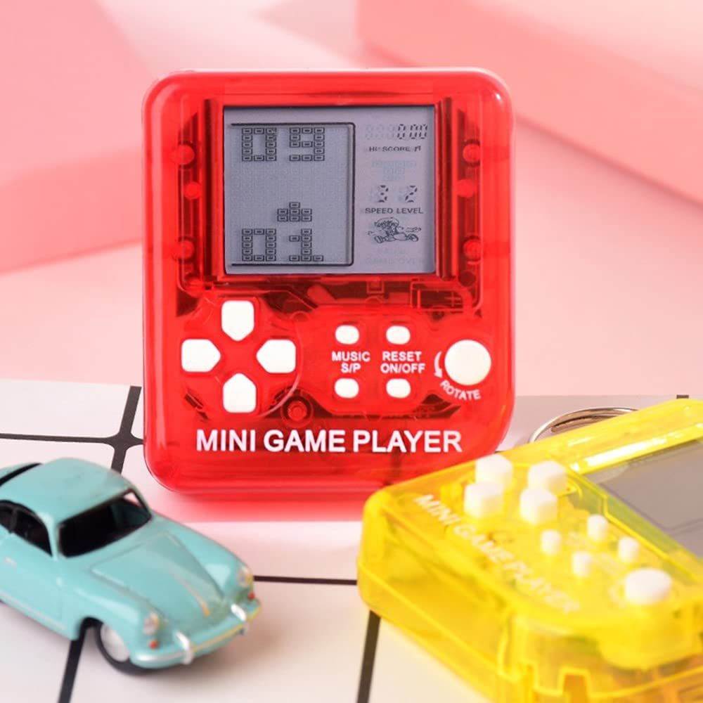 Mini Handheld Spiele-Konsole Schlüsselhänger mit LCD Spiel Brickgame - Gelb