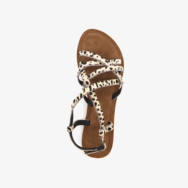 TwoDay leren dames sandalen met luipaardprint