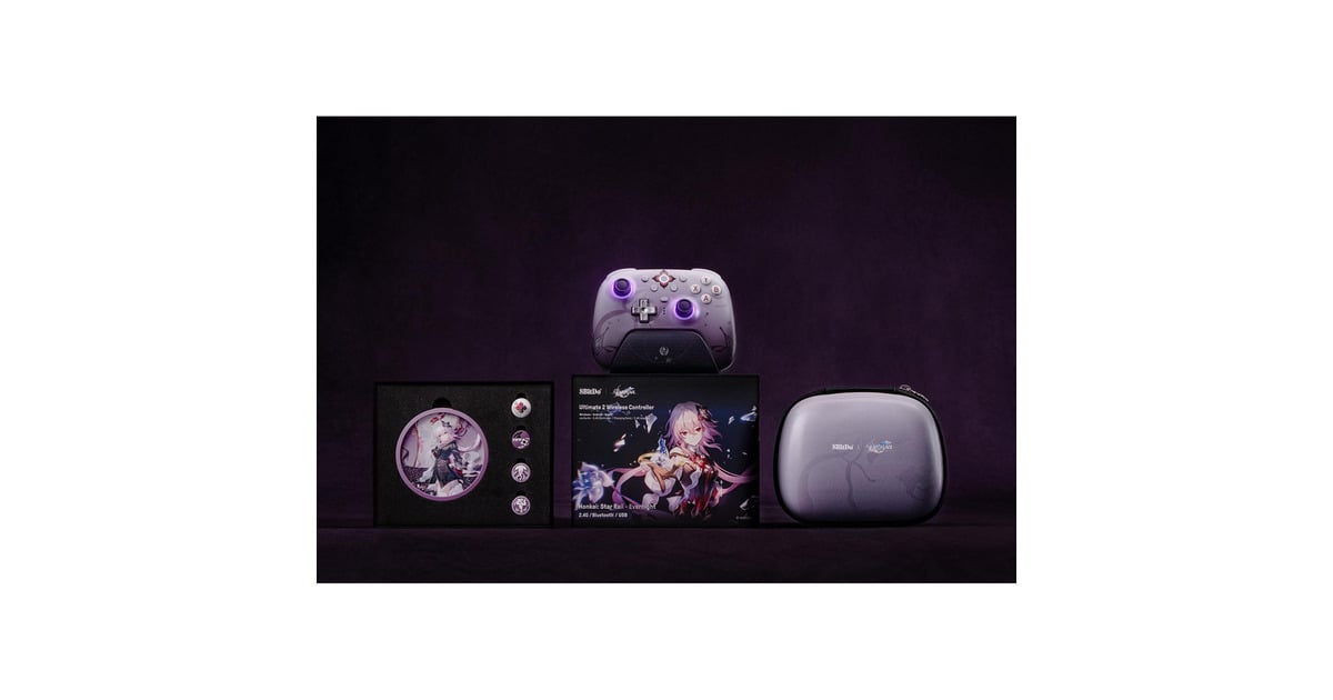 8BitDoUltimate 2 Wireless Controller - Honkai: Star Rail - Evernight  (Donkerpaars, 2.4 GHz / Bluetooth, USB, Pc)