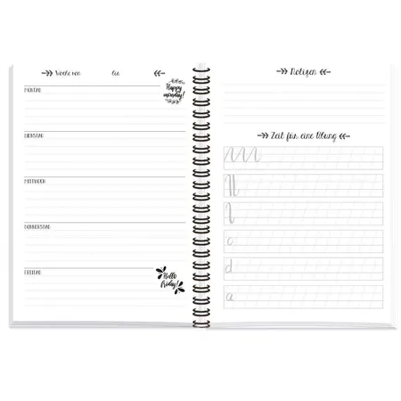 Roth Handlettering-Timer, 16,5 x 23,0 cm, 1 Woche 1 Seite, immerwährend, Sea