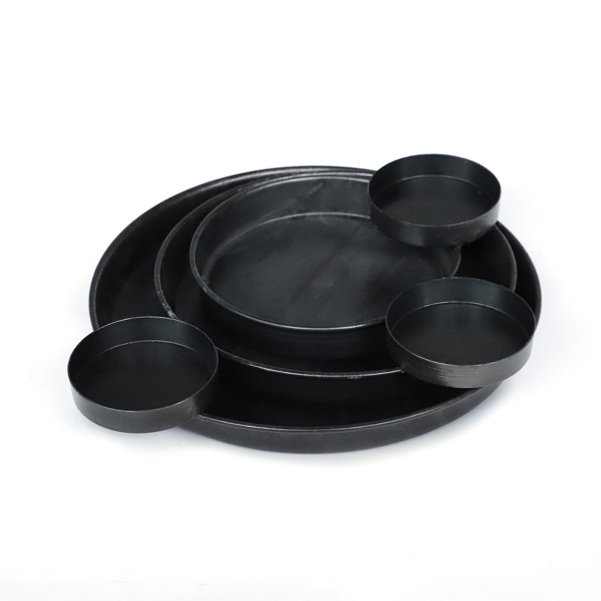 Runde Ablage aus Eisen M, anthrazit, B 25 cm, L 21 cm, H 5 cm von fischer's lagerhaus