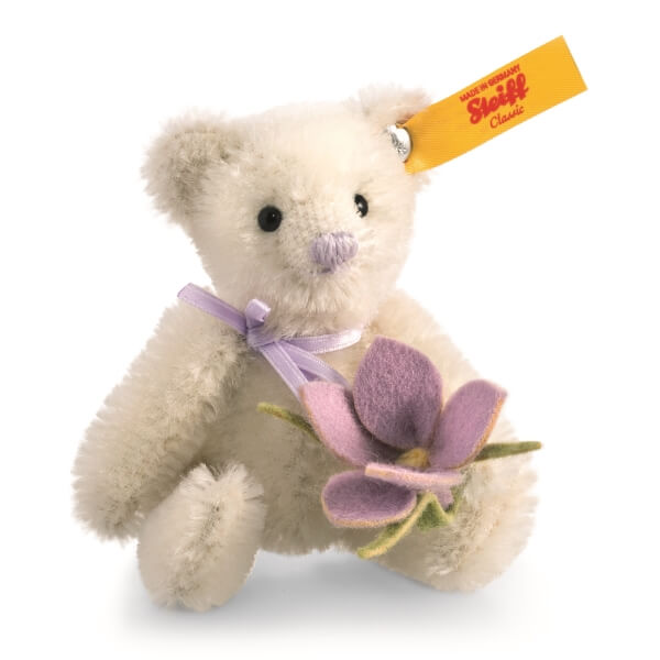 Steiff Mini Teddybär Krokus, Mohair, weiß, 10 cm
