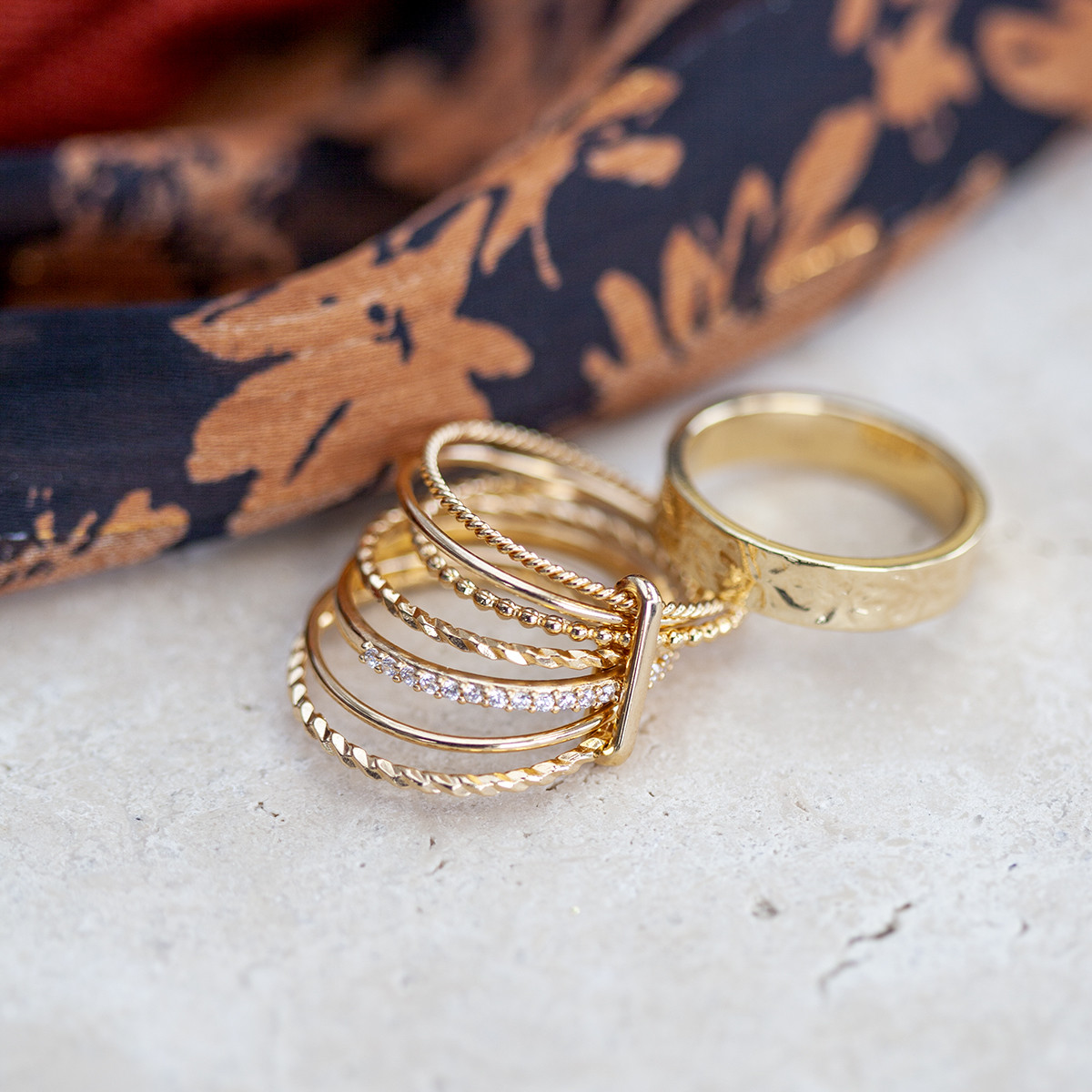 Bague plaqué or martelée